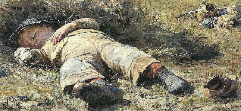 johan krouthen sovende dreng oil painting image